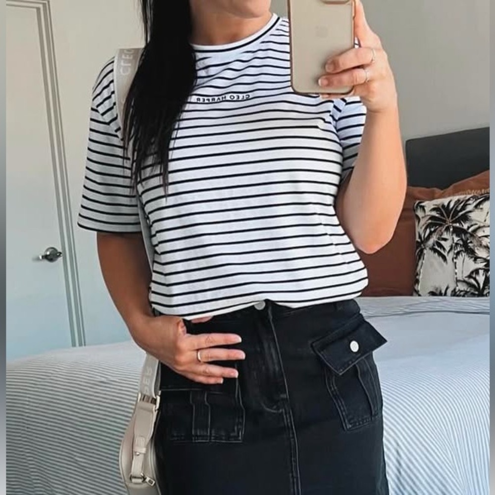 Cleo Harper Black and White Striped Scout Tee